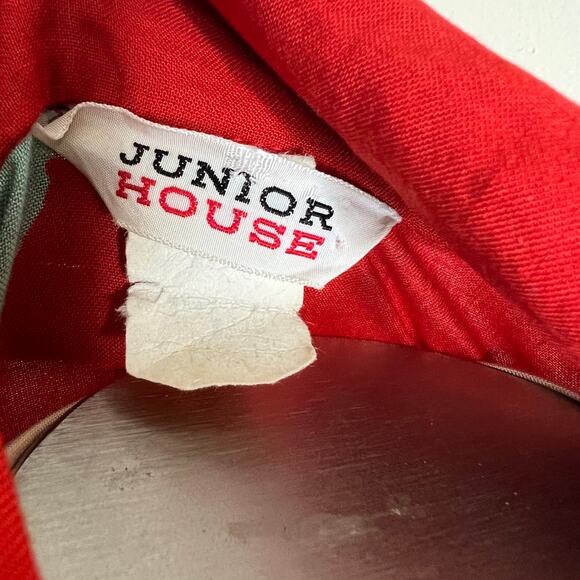 Vintage Junior House Button Up Shirt Large Womens Red Floral Pointed Collar 70s - Picture 6 of 8